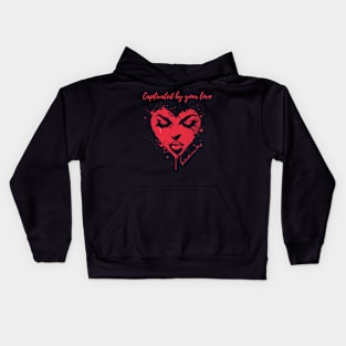 Captivated by your love. A Valentines Day Celebration Quote With Heart-Shaped Woman Kids Hoodie